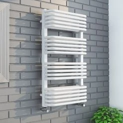 Monza 500 x 1000 White Designer D-Shaped Heated Towel Rail