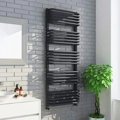 Monza 500 x 1269 Anthracite Designer D-Shaped Heated Towel Rail