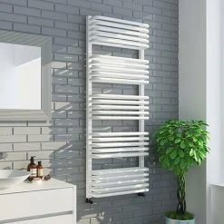 Monza 500 x 1269 White Designer D-Shaped Heated Towel Rail