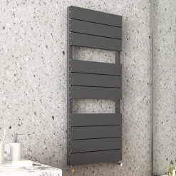 Monza Anthracite Aluminium Heated Towel Rail 1150 x 500mm Flat Panels