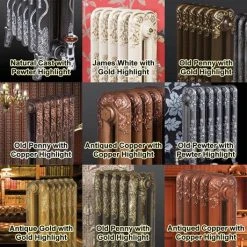 Paladin Sloane 450mm High 7 Section Electric Cast Iron Radiator with 1200w Heating Element -By Bathroom Store Paladin Highlight Paint Effect 460 3