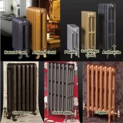 Paladin Shaftsbury 740mm High 6 Section Electric Cast Iron Radiator with 1500w Heating Element -By Bathroom Store Paladin metallic painted 460