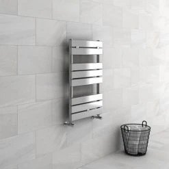 Milan 500 x 840mm Heated Towel Rail (incl. Valves + Electric Heating Kit) -By Bathroom Store RAD01 EHK detail01 460