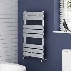 Milan 500 x 840mm Heated Towel Rail (incl. Valves + Electric Heating Kit) -By Bathroom Store RAD01 EHK detail02 460