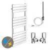 Milan 490 x 1200mm Heated Towel Rail (inc. Valves + Electric Heating Kit) -By Bathroom Store RAD06 EHK p