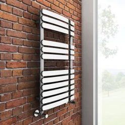 Murano Curved H800mm x W490mm Heated Towel Rail - Chrome -By Bathroom Store RAD08 nd3 460