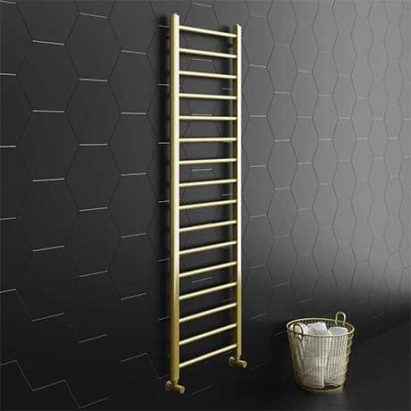 Arezzo 1600 x 500mm Brushed Brass Straight Heated Towel Rail 3 Arezzo 1600 x 500mm Brushed Brass Straight Heated Towel Rail