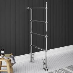 Chatsworth Traditional 1194 x 598mm Chrome Space-Saving Heated Towel Rail