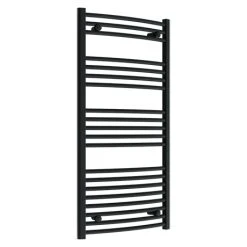 Toreno Black Curved W600 x H1200mm Heated Towel Rail