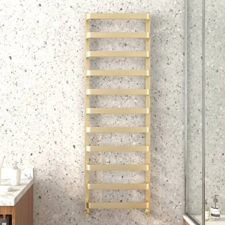 Venice Brushed Brass Designer Heated Towel Rail (500 x 1500mm) 4 Venice Brushed Brass Designer Heated Towel Rail (500 x 1500mm) - Image 2