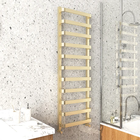 Venice Brushed Brass Designer Heated Towel Rail (500 x 1500mm) 3 Venice Brushed Brass Designer Heated Towel Rail (500 x 1500mm)