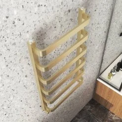 Venice Brushed Brass Designer Heated Towel Rail (500 x 800mm) -By Bathroom Store VENBB85 d2 460