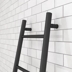 Venice Matt Black Leaning Ladder 1800 x 500mm Heated Towel Rail -By Bathroom Store VNR1MB D2 460