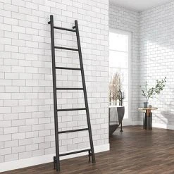 Venice Matt Black Leaning Ladder 1800 x 500mm Heated Towel Rail